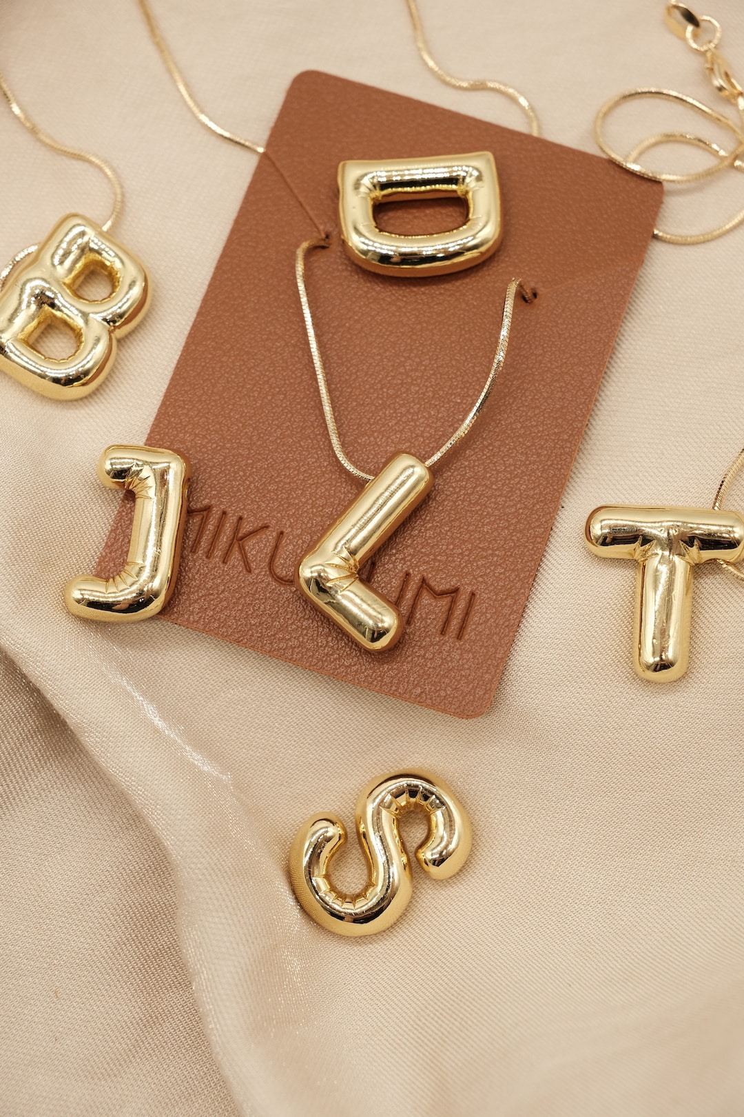 18K Gold Filled Bubble Initial Necklace, Letter Necklace, Gold Initial ...