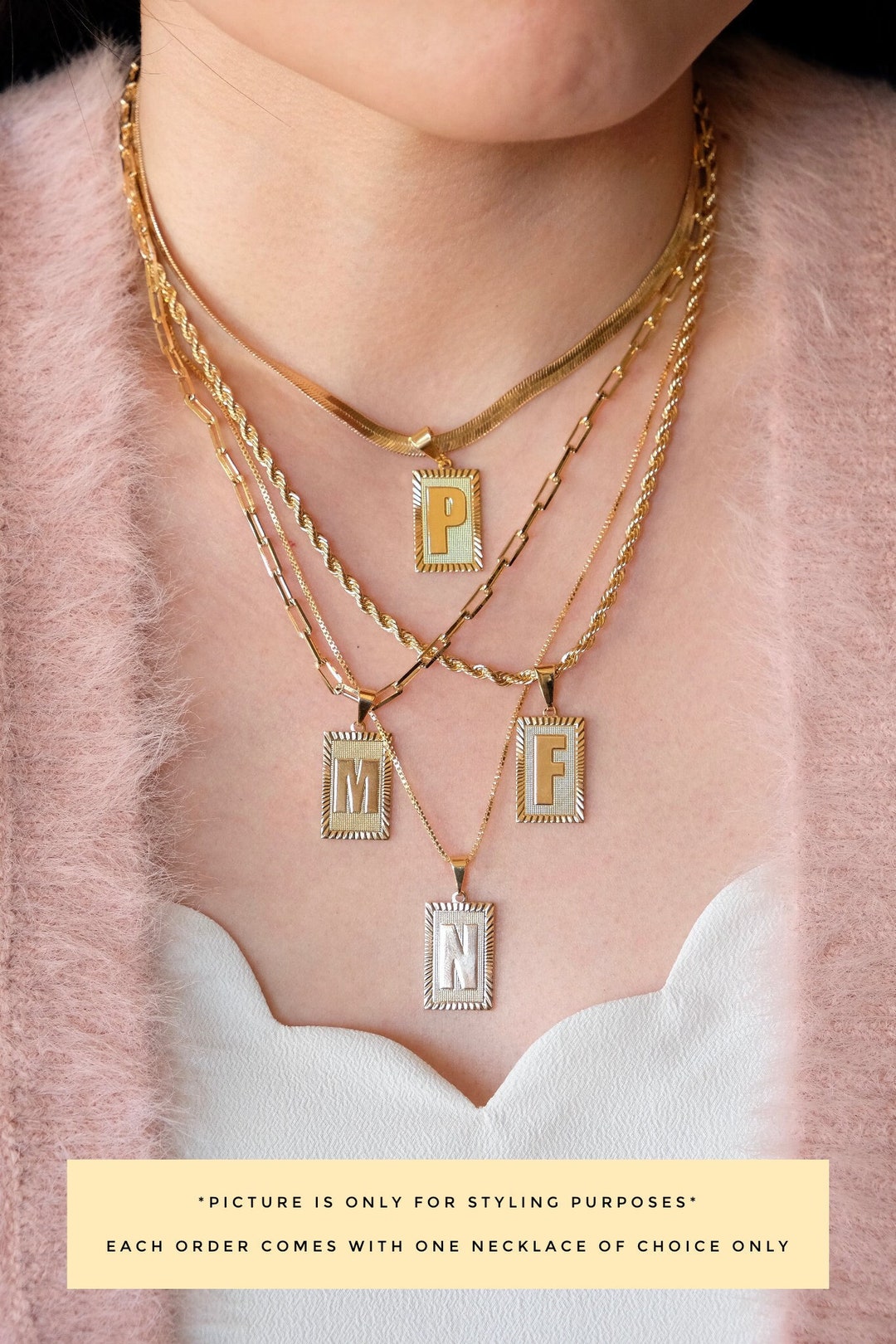 Initial Necklace, 18K Gold Filled Paperclip Chain Necklace, Custom