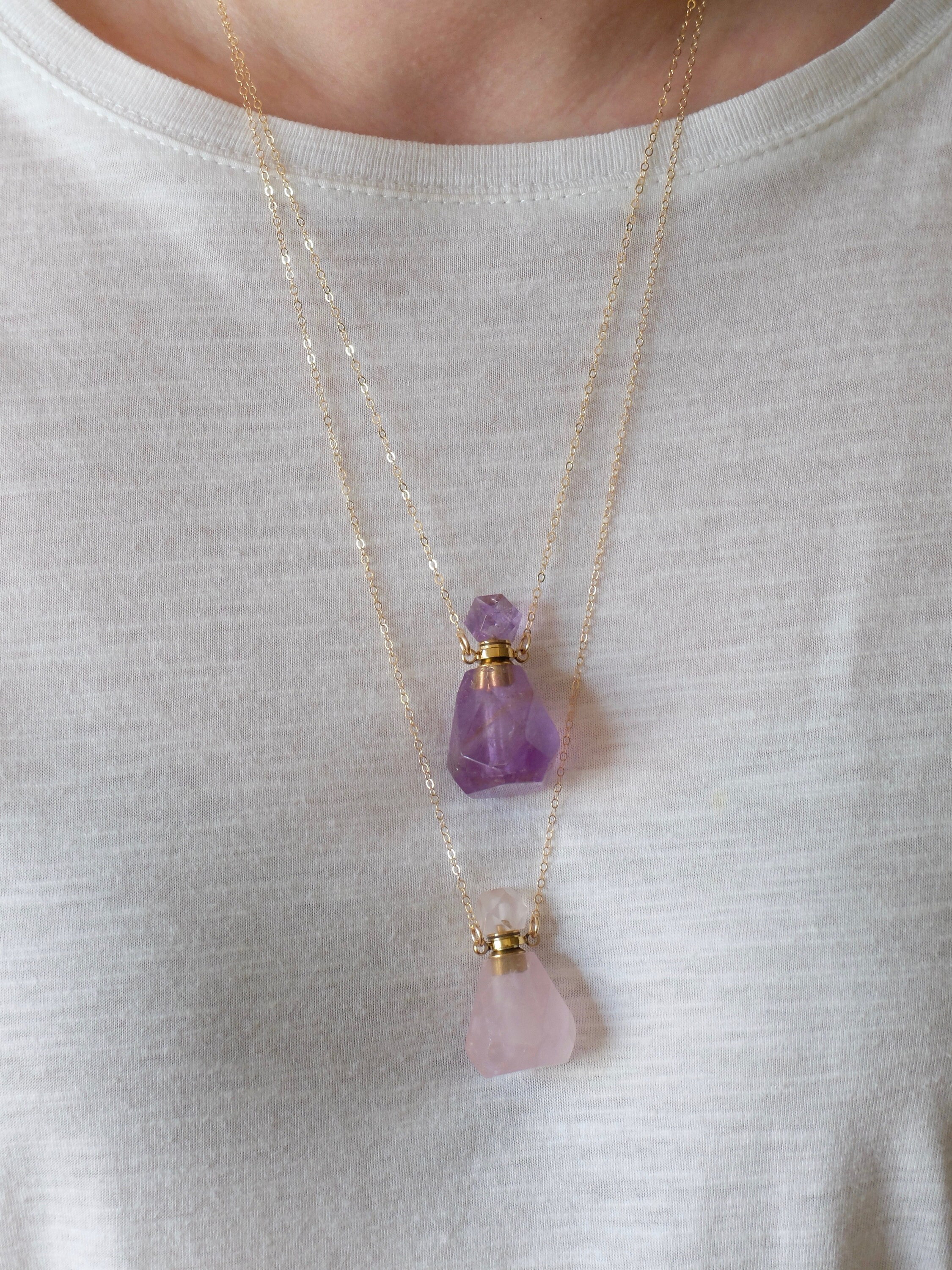 Crystal vial necklace 14K Gold Filled Gemstone Necklace Etsy