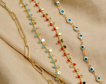 Face Mask Chain Gold Necklace, Face Mask Holder, Face mask Evil eye, Chain ONLY