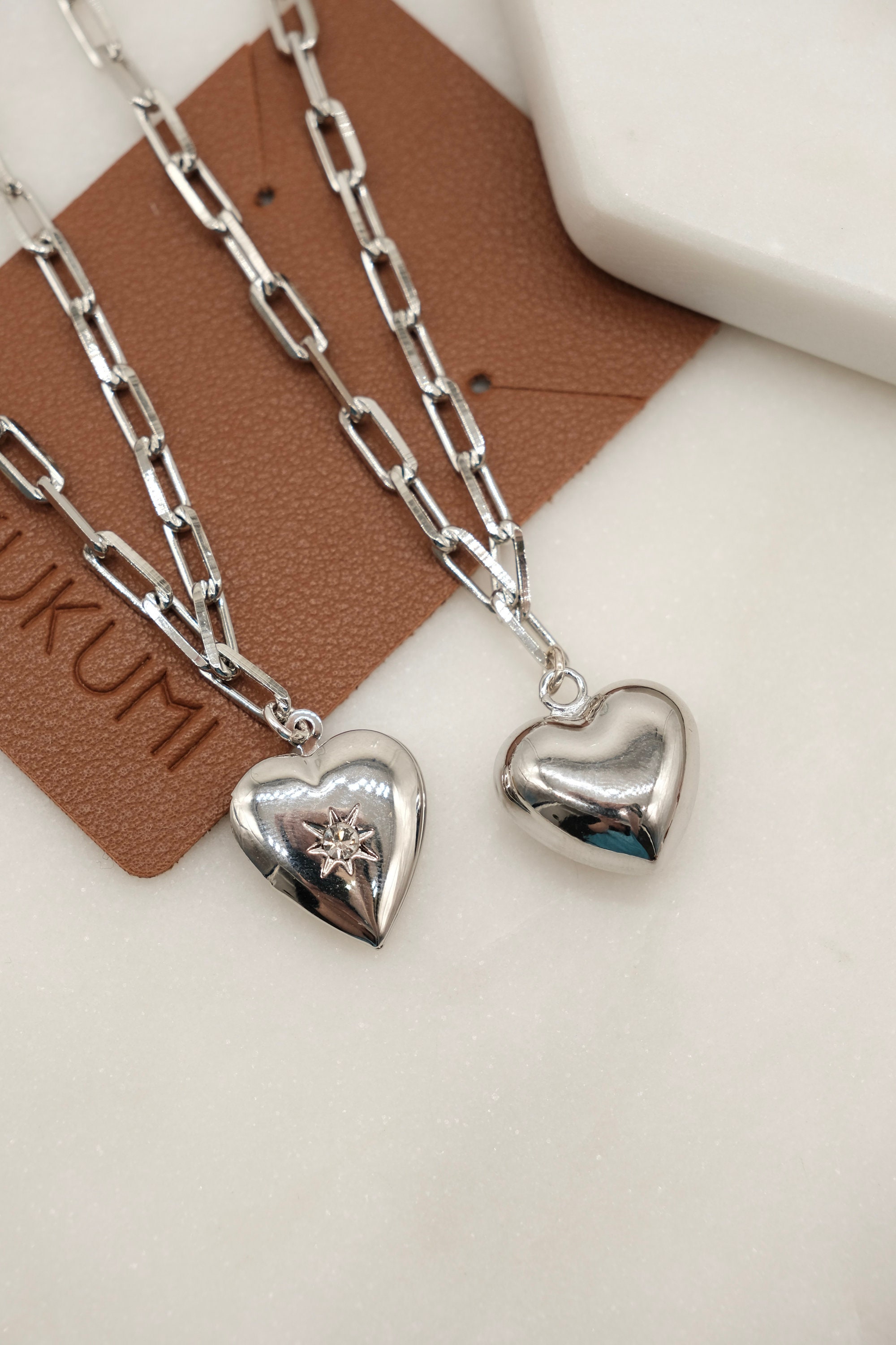 Silver Puffed Heart Necklace, Silver Heart Necklace, Best friend gift, Gift for her, Birthday Gift