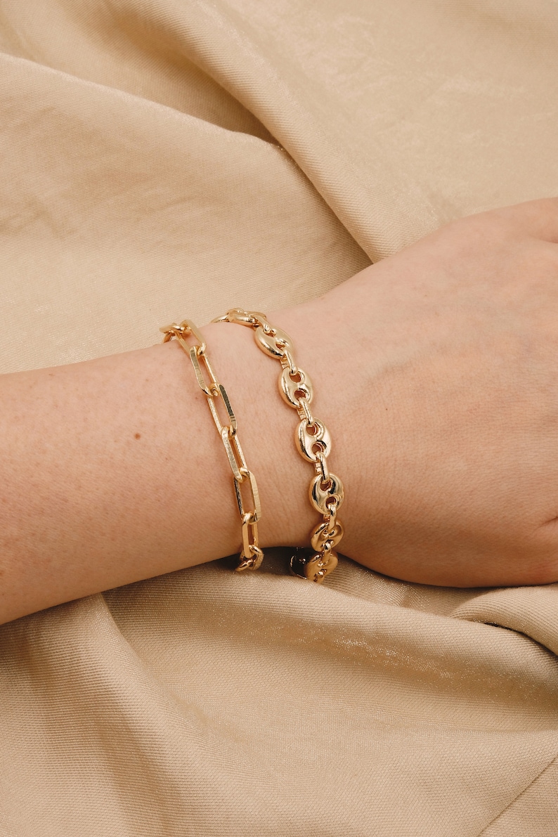 Gold Link Chain Bracelets Stack Bracelets 18k Gold Filled Etsy