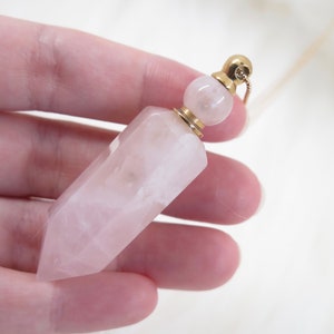 Crystal Vial Necklace, 14K Gold Filled, Gemstone Essential Oil Perfume Bottle