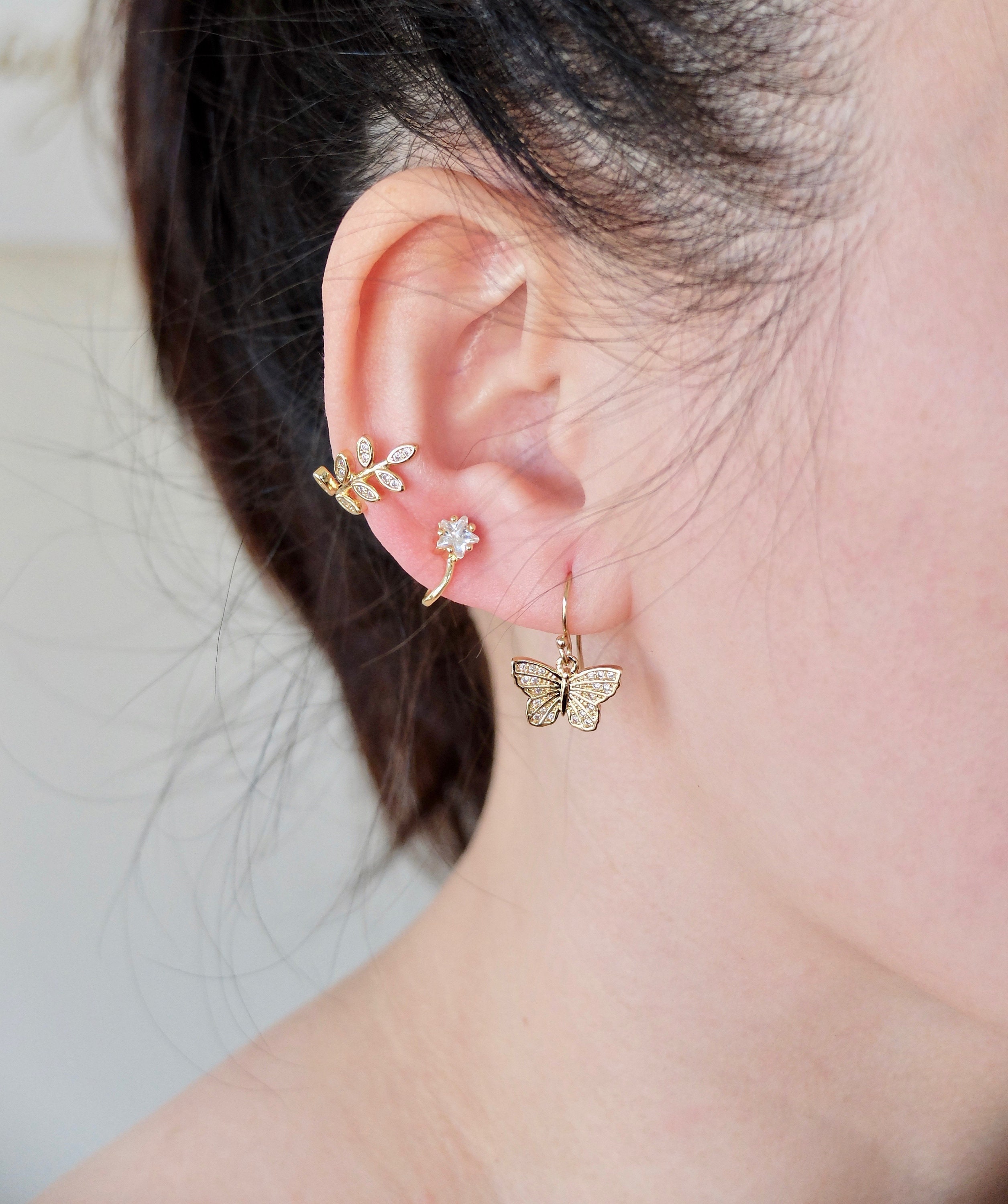 Gold butterfly on sale dangle earrings
