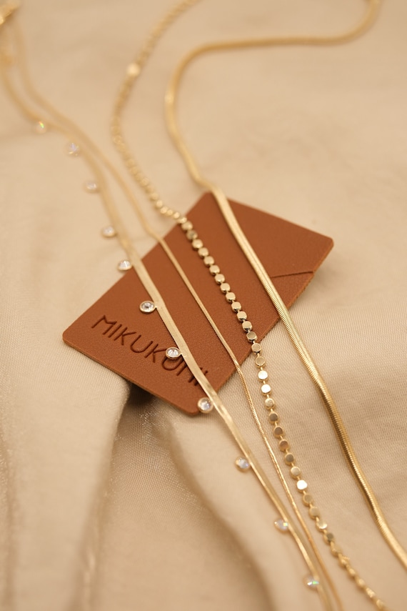 18K Gold Filled Chain Necklace, Snake Necklace, Herringbone Chain, Dainty Snake chain, Ball Bead chain, Gold Chain necklace