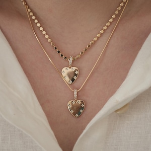 CZ Heart Necklace. 18K Gold Filled Chain Necklace. Heart Charm. Layered Necklace, Gift for her. Stacking Necklace.