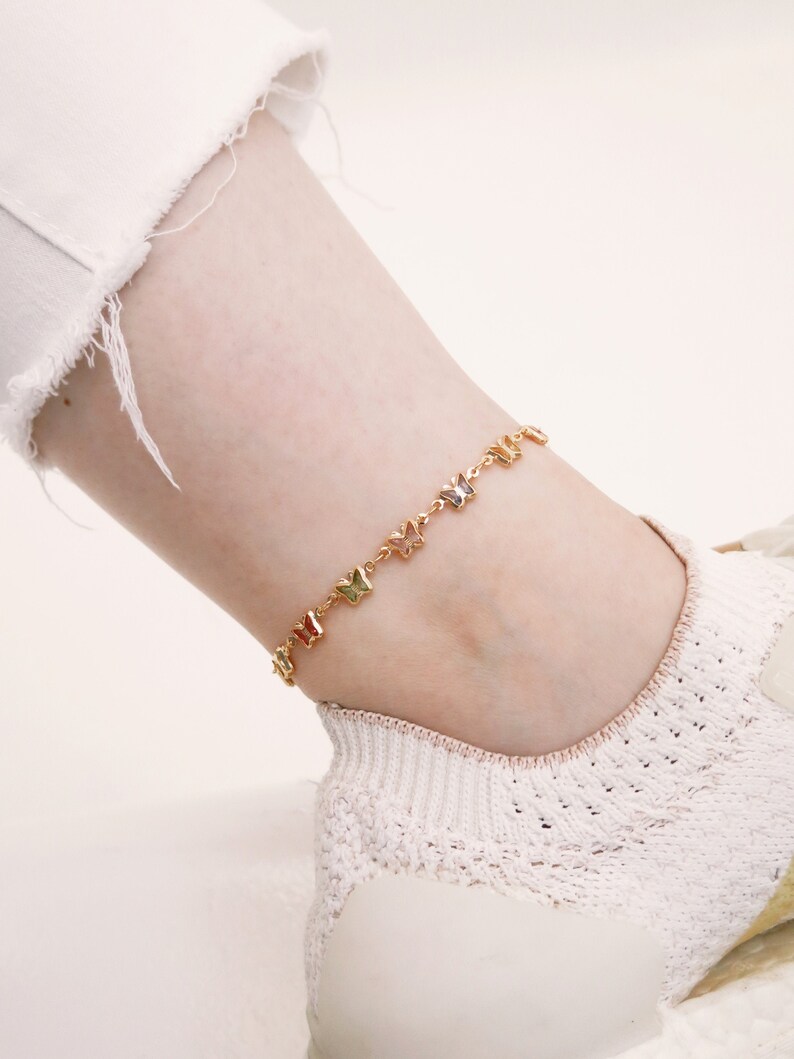 gold plated butterfly anklet