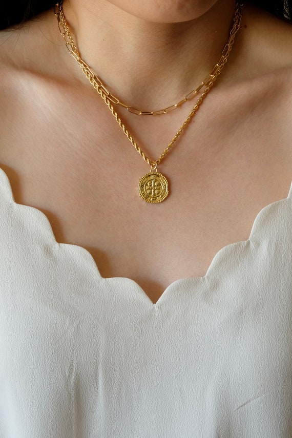 Gold Rope Chain Necklace Set | Gold Link Chain | Layer Necklace Set | Rectangle Link Chain | Gold Filled Chain | Layered Link Chain