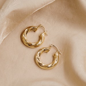 Gold Chunky Hoop Earrings 18K Gold Filled Thick Gold Hoop - Etsy