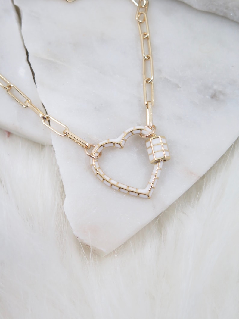 Heart Necklace 18K Gold filled Paperclip Chain chain link Etsy