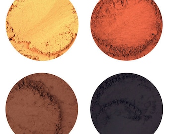 Mineral Eyeshadows • Honeysuckle, Terra Firma, Brown Leather, Carbon, Blue Sky, Indigo Child, Boys n' Berry, Antique Silver, Starlight • 4g