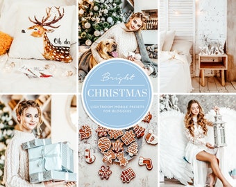 Bright Christmas Lightroom presets Mobile and Desktop for Instagram bloggers, Winter Presets Holiday Home Airy Mobile Photo Filter DNG