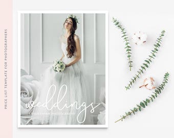 SALE Price Sheet Wedding Photographer Events Planner Pricing Guide Photographer Pricing Guide Template Wedding Photoshop Template