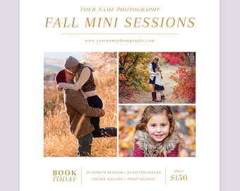 Fall Mini Session Template, Autumn Photography Marketing Template Photoshop, Advertisement Template Flyer Branding 2018 Template Instagram