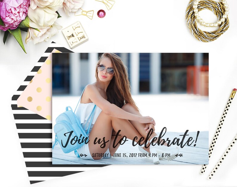 Senior Graduation Card Template Class of 2017 Graduation Invitation Senior Graduation Announcement Template for Photographers