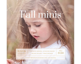 Fall Mini Session Template, Autumn Photography Marketing Template Photoshop, Photography Flyer Template, Fall Minis 2018 Template Instagram