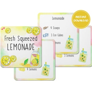 Printable JUST Lemonade Recipe Cards | Printable Activity for Kids | Sensory Bin | Kid Activities