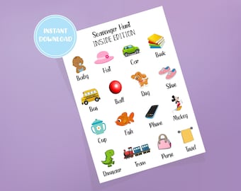 Printable Indoor Scavenger Hunt | Printable Game For Kids | Indoor Activity | Kid Activities