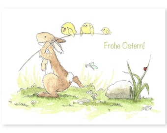 Osterkarte, Postkarte Ostern, Karte Osterhase