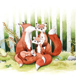 Grußkarte zur Geburt: Fuchsfamilie, Glückwunschkarte, Baby, Geburtskarte Bild 2