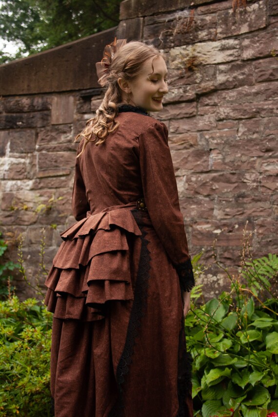 brown victorian dress Brown Floral Jacquard Renaissance Medieval Gothic Victorian Dress Vampire Costume