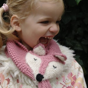 KNITTING PATTERN fox keyhole scarf child and adult sizes PDF pattern for kid's winter scarf Fantastic Fox fun, cute and cuddly scarf. image 3