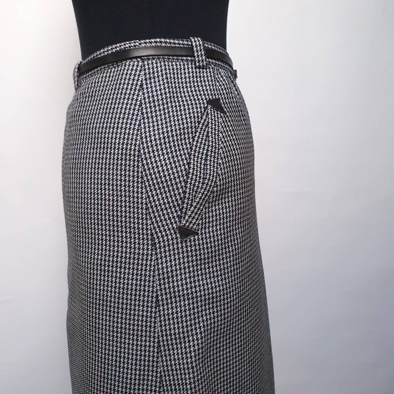 70s vintage skirt haundstooth black &white wool s… - image 5