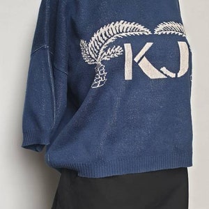 Vintage Krizia jeans knited t shirt made in 80s original designe vintage Krizia shirt sporty look whit white logo in front retro krizia