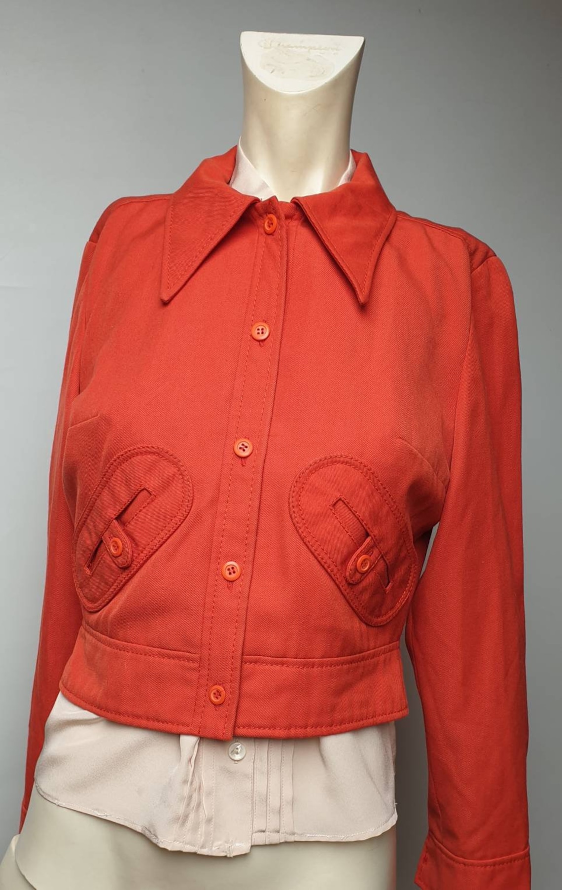 Short 70s Jacket Red Seventies Jacket Retro Style Short Red Etsy
