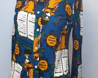 Vintage 70s slimfit blouse Sorbonne Paris product for Diana Vienne pure bohochic style original rare blouse long collar size 40 moulin rouge