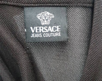 Versace button down shirt unisex shirt designe Versace from 90s brown color slim fitt shirt versace jeans couture hipster style perfect