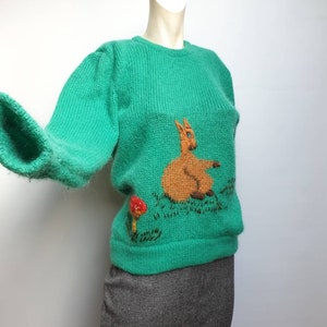 40s vintage pullover hand knited angora wool sweather green color pullover retro style knitewear luxury wool vintage top mod worm soft top