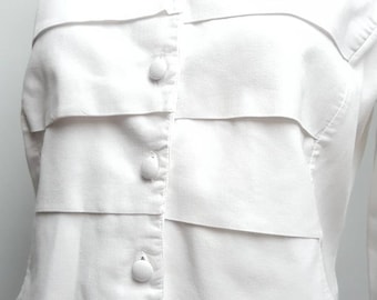 Vintage Nara camice white pleated front minimal style blouse bohochic designe top white blouse cotton material perfect condition 90s fashion