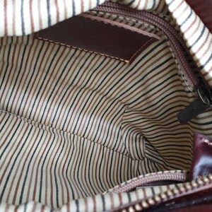 Tuscany Leathr artiganal leather bag backpack adjustable stripes urban look luxury bag striped textile lining burgundy leather preloved bag image 9