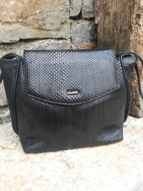 Picard Sholder Black Leather Bag 80.original Made in Germany - Etsy