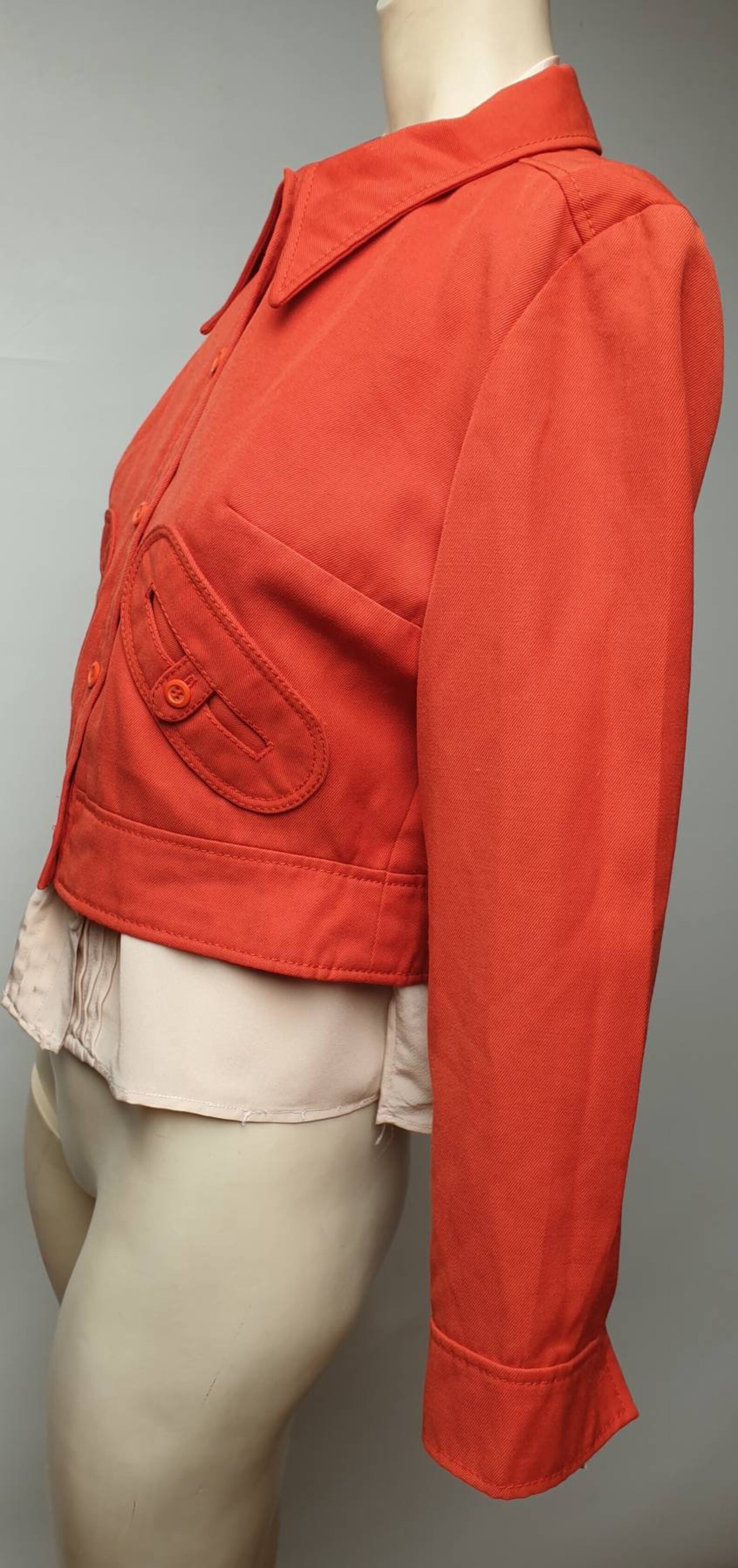 Short 70s Jacket Red Seventies Jacket Retro Style Short Red Jacket Made