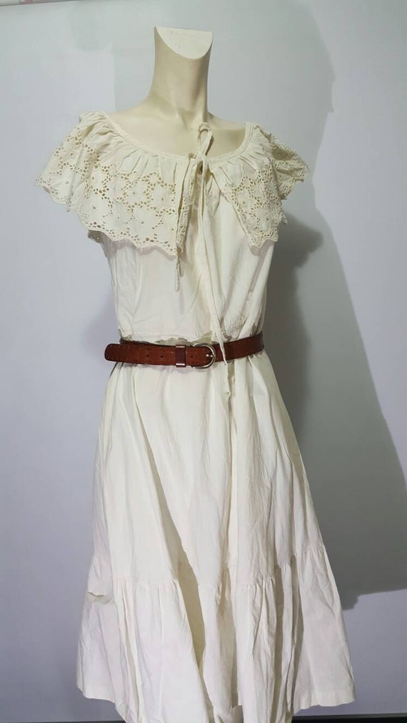 white country dress with brown belt Brown Floral Print Mini Dress main image 0