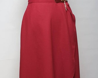 Vintage 70s wrap skirt made in italy by Lorella burgundy red wrap wool crepe skirt high waist 70s skirt vintage skirt high quality vintage