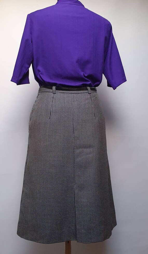 70s vintage skirt haundstooth black &white wool s… - image 6