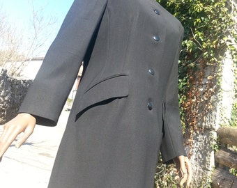 MaxMara mid time black coat high quality italy made coat,black whit two pocket high fashion classic style coat leable MaxMara vintage coat