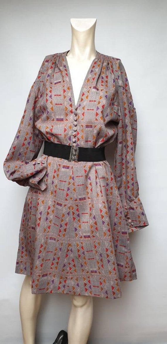 Vintage lame pattern dress made in 40s unique shou