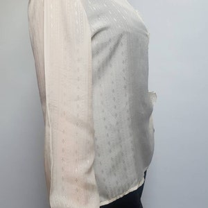 White vintage blouse made by Primavera Firenze ruffle collar and cuffs 50s blouse rayon silk blouse  retro style fashion blouse ivory white