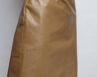 Vintage 70s leather skirt khaki pencil leather skirt  pure seventies skirt fit more vintage styles bohochic vintage 70s leather skirt