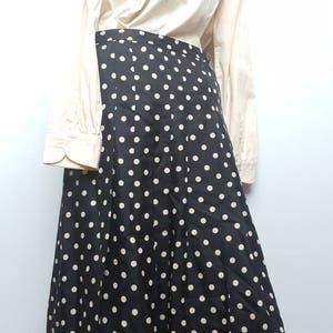 Polka dot black and white 50s pleated skirt, hand made hand sewn skirt vintage skirt polka dot skirt retro hippster,silk skirt preloved skir