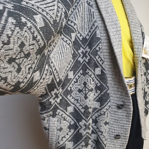 Tessitorehigh quality 80s unisex cardigan  geometric pattern  havy worm bittons down cardigan made in italy new whit original tag highfashi