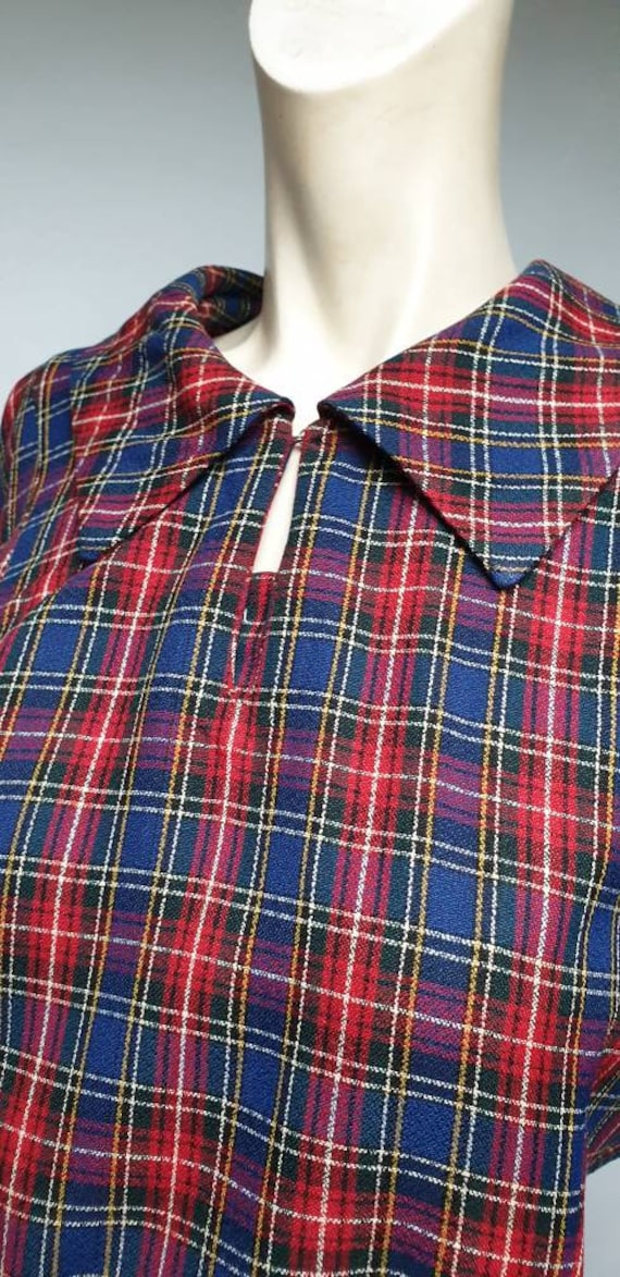 Tartan 40s dress original leat 40s early 50s dress