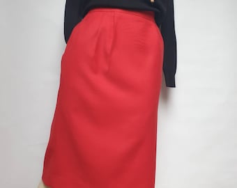 Falda de cintura alta roja 80s hecha en yugoslavia por Jennifer Moor falda vintage designe falda 80s falda retro de lana falda lateral bolsillo vintageskirt