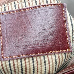 Tuscany Leathr artiganal leather bag backpack adjustable stripes urban look luxury bag striped textile lining burgundy leather preloved bag image 10