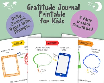 Kids' Gratitude Journal Printable | Colourful Daily Journal Pages | Download Yours Today