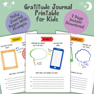 Kids' Gratitude Journal Printable | Colourful Daily Journal Pages | Download Yours Today